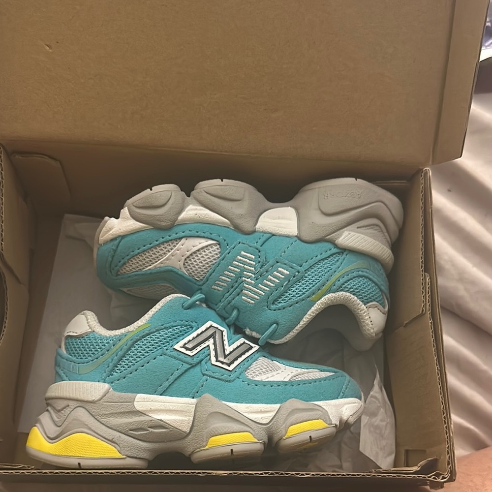 Brand New Balance Kids' Teal and Yellow Sneakers